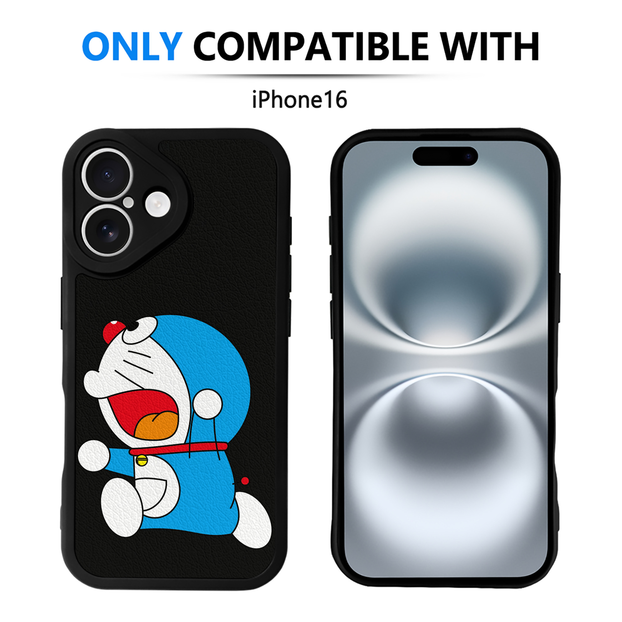 （画像用） ドラえもん Doraemon 【iPhone 16シリーズ対応】シリコンスマホケース（レザー調） 材質：シリコン